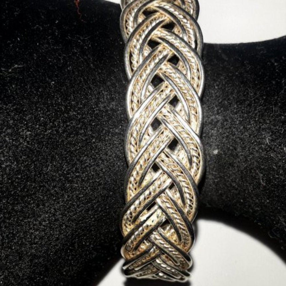Sterling Silver Vintage Braided Cuff Bracelet